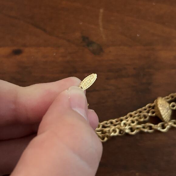 Gold Tone Three Strand Necklace w/ Matching Earrings Mixed Textures Boho Style - Picture 6 of 6